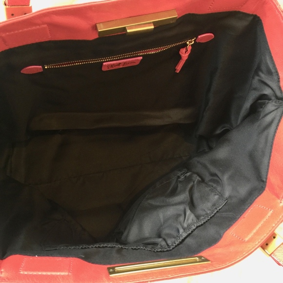 Elliott Lucca Large Red Leather Tote w/Woven Sides - Picture 6 of 9